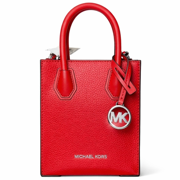 🆕️Michael Kors Mercer XS Mini Tote Red Pebbled Leather Crossbody NWT